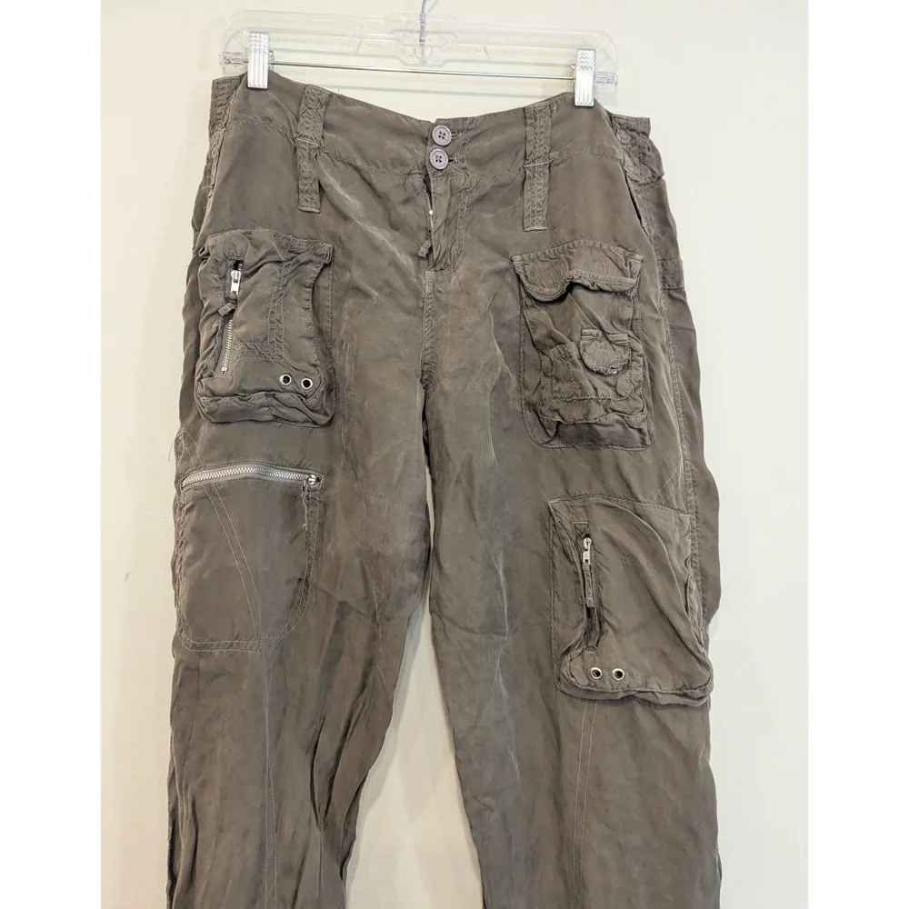 Johnny Was Pete & Greta Green Cargo Cupra Rayon Pants Size 8 - Picture 2 of 8